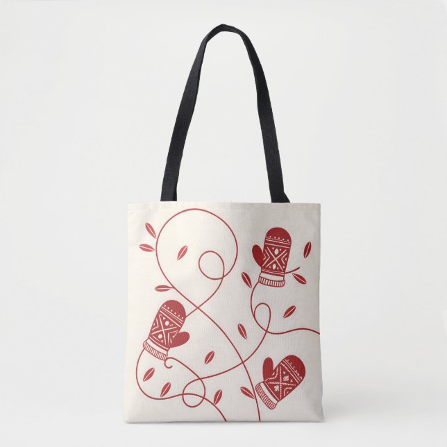 Bolso De Tela Tote Red Mitten (Anverso)