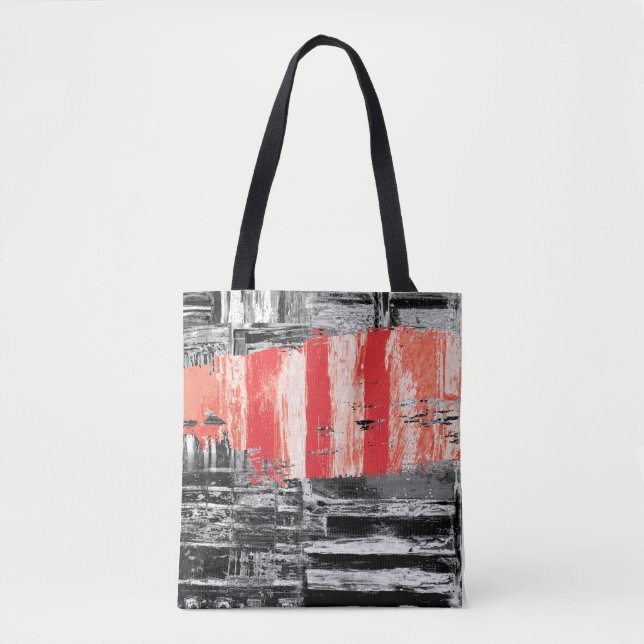 Bolso De Tela Tote – Red Pulse Abstract Design (Anverso)