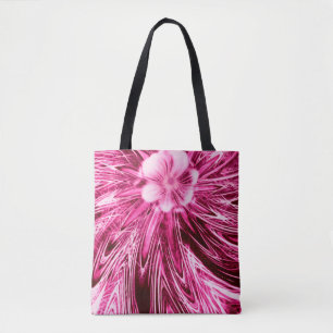 Bolso De Tela Tote Resumen Líneas Flor Púrpura