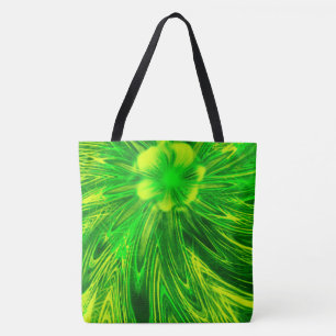 Bolso De Tela Tote Resumen Líneas Flor Verde