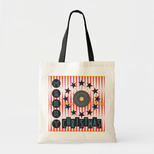 Bolso De Tela Tote Retro de Feliz Navidad (Frente)
