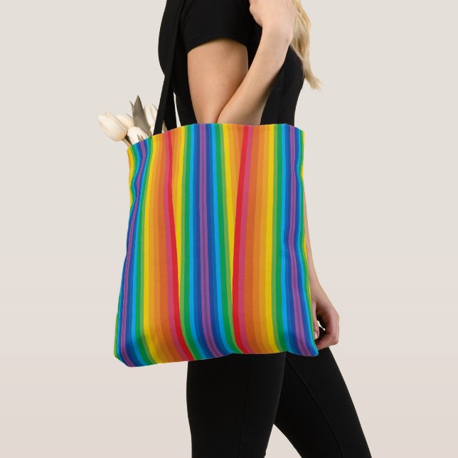 Bolso De Tela Tote Retro Rainbows Houlder (2 tamaños) (Detalle)