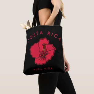 Bolso De Tela Tote rojo de la playa del hibisco de Costa Rica