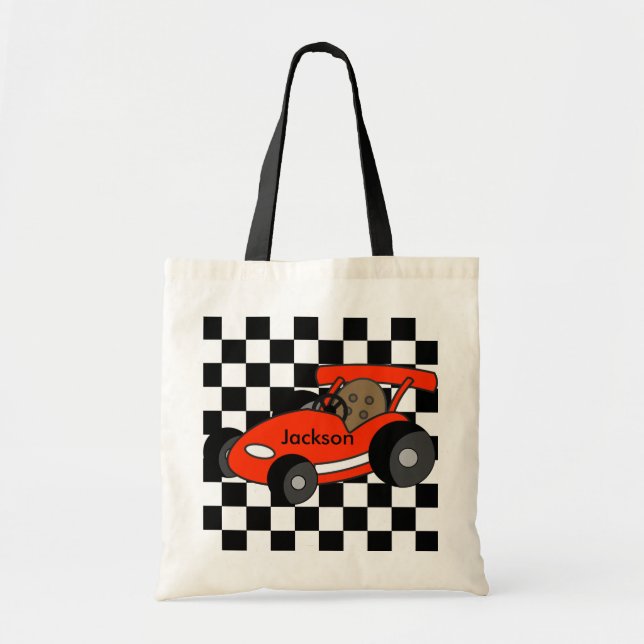 Bolso De Tela Tote rojo del coche de carreras (Frente)