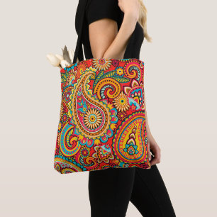 Bolso De Tela Tote rojo del diseño de Paisley