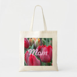 Bolso De Tela Tote rojo del tulipán de la mamá