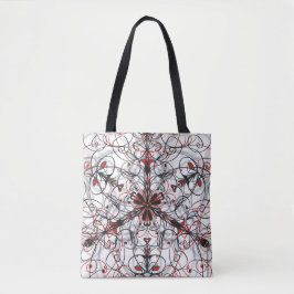 Bolso De Tela Tote rojo, negro, blanco y gris Kaleidoscopio