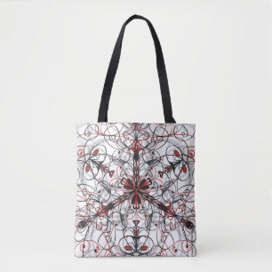 Bolso De Tela Tote rojo, negro, blanco y gris Kaleidoscopio
