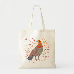Bolso De Tela Tote rojo y anaranjado del pájaro