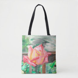 Bolso De Tela Tote, "Rosa de doble luz" todo sobre el terreno Am