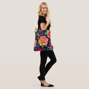 Bolso De Tela Tote Rosa de Floral Patern