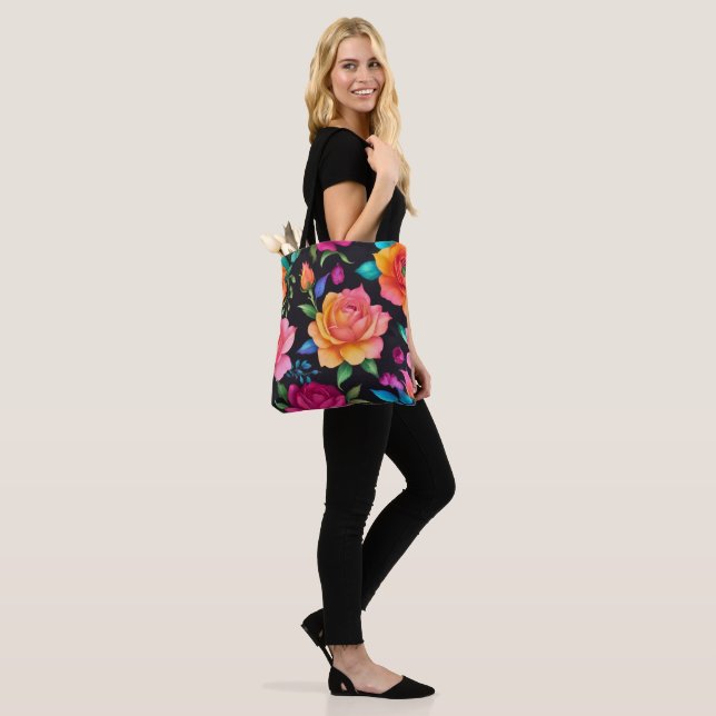 Bolso De Tela Tote Rosa de Floral Patern (Puesto)