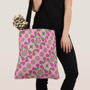 Bolso De Tela Tote rosa de Mandalas retro Bell Flower (2 tamaños