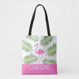 Bolso De Tela Tote rosado de la playa del flamenco