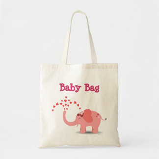 Bolso De Tela Tote rosado del bebé del elefante