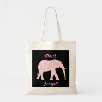 Bolso De Tela ¡Tote rosado del elefante de Paisley - no olvide!