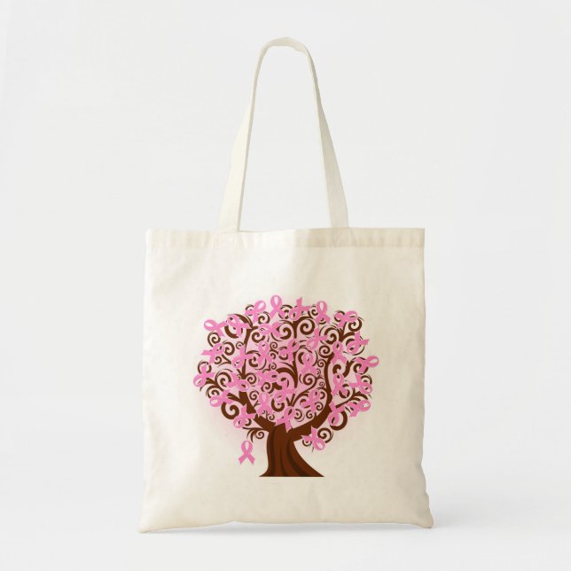 Bolso De Tela Tote rosado del presupuesto del árbol del cáncer (Frente)