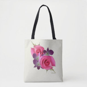 Bolso De Tela Tote Rosas