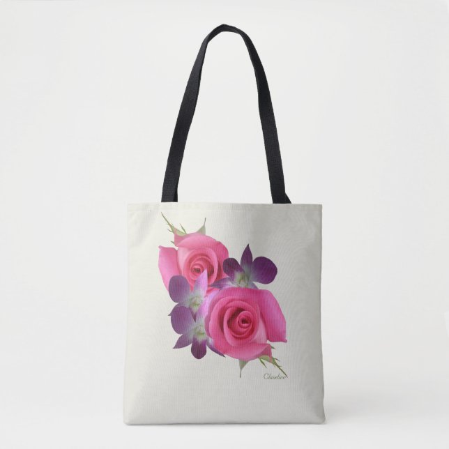 Bolso De Tela Tote Rosas (Anverso)