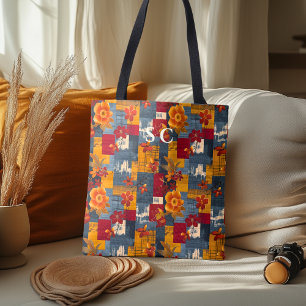 Bolso De Tela Tote rústico con hojas florales y otoñales