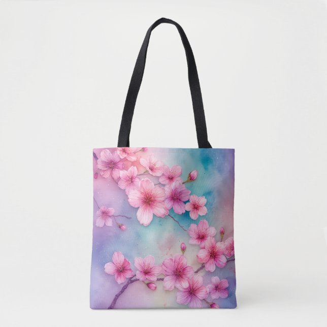 Bolso De Tela Tote Sakura de arte floral japonés (Anverso)