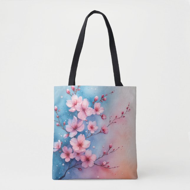 Bolso De Tela Tote Sakura de Primavera Romántica (Anverso)