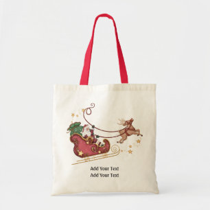 Bolso De Tela Tote Santa y de renos - SRF