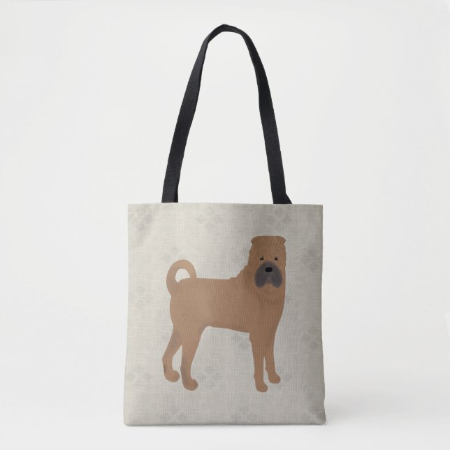Bolso De Tela Tote Shar Pei Allover (Anverso)