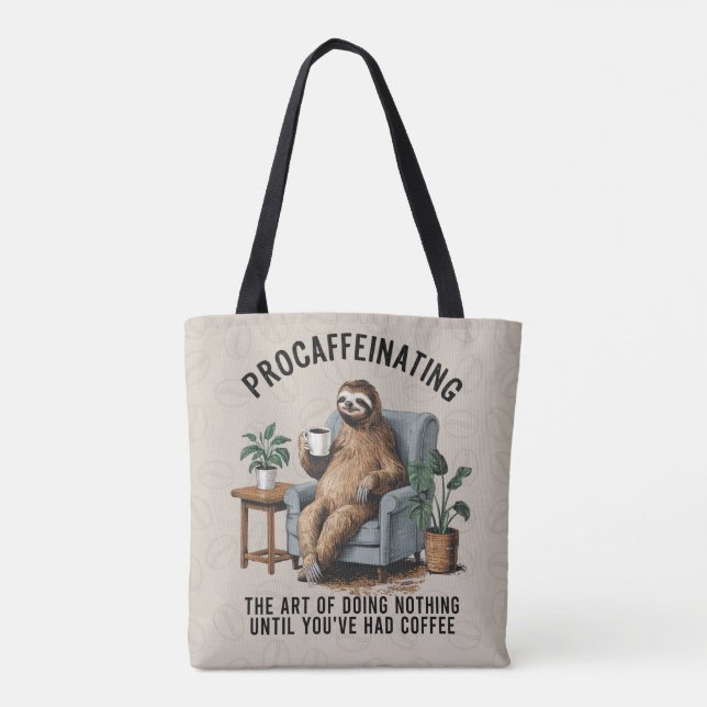 Bolso De Tela Tote Sloth Coffee (Reverso)