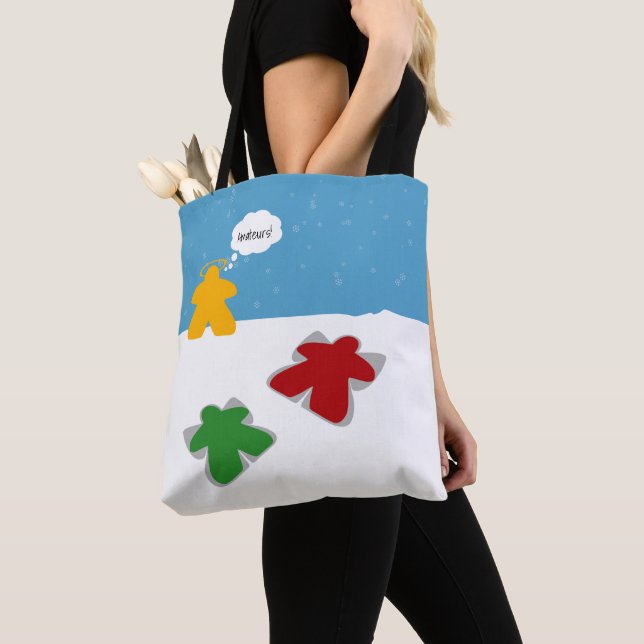 Bolso De Tela Tote Snow Angel Meeples (Detalle)