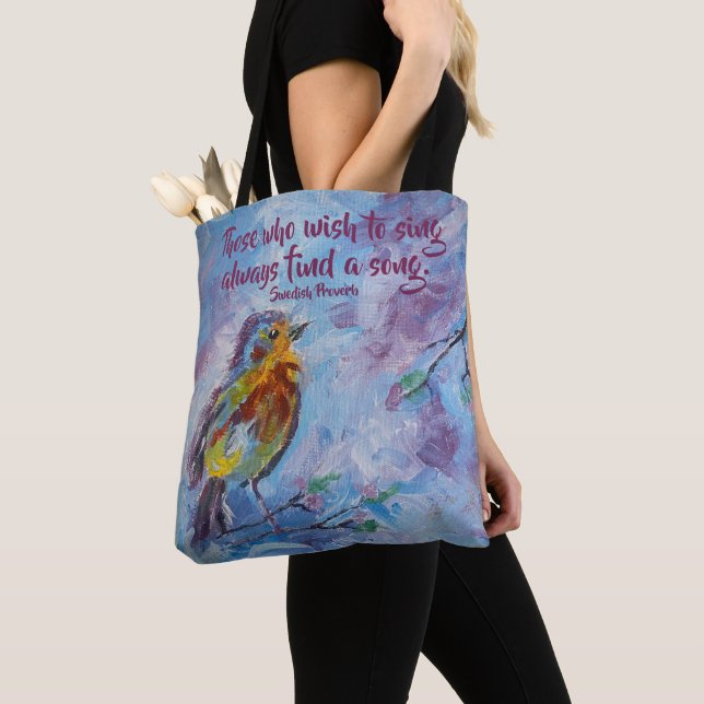 Bolso De Tela tote "Songbird of Hope" (medio) (Detalle)