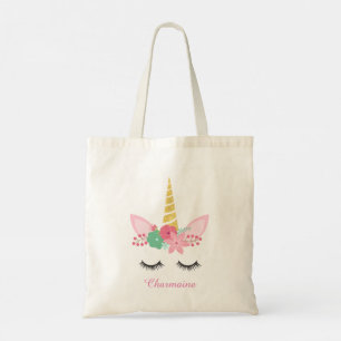 Bolso De Tela Tote sonriente de Unicornio