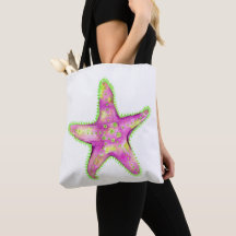 Tote Starfish Verde Rosa y Neón