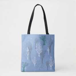 Bolso De Tela Tote Starry Woods Aqua Blue
