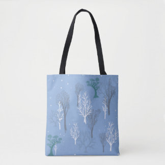 Bolso De Tela Tote Starry Woods Aqua Blue