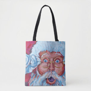 Bolso De Tela Tote Sturdy Canvas de Santa y Reindeer de doble ca