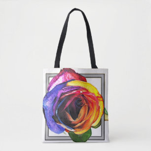 Bolso De Tela Tote subió arco iris