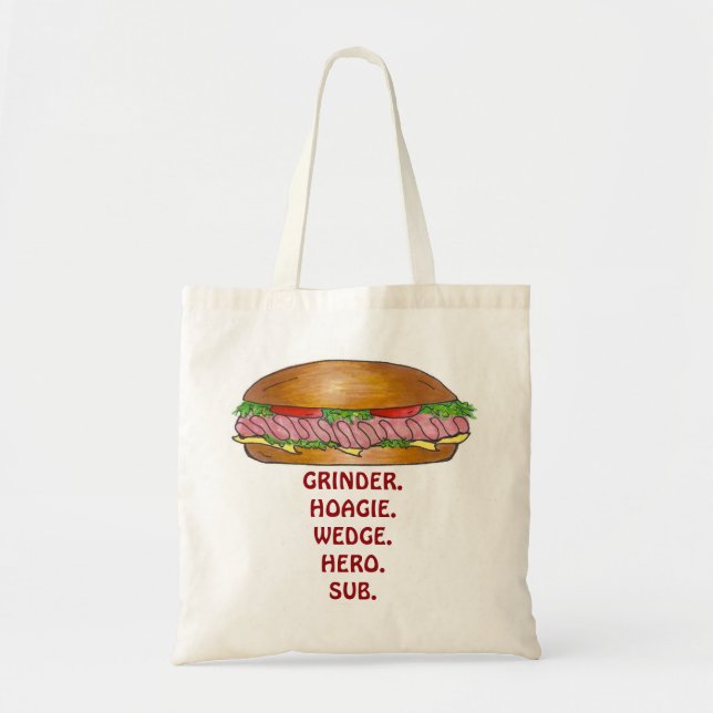Bolso De Tela Tote Submarino Sandwich Grinder Hoagie Sub Hero (Frente)