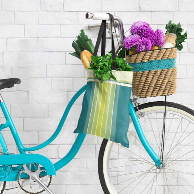 Bolso De Tela Tote "Surfboard" Retro Lime y Aqua Strike (Subido por el creador)