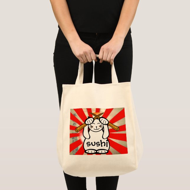 Bolso De Tela Tote Sushi Maneki Neko (Anverso (producto))