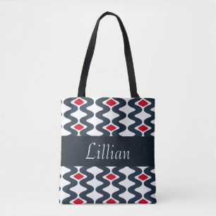 Bolso De Tela Tote Swirl Rojo y Azul