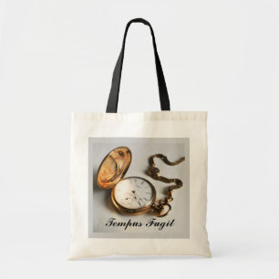 Bolso De Tela Tote Tempus Fugit Antique Pocket Watch