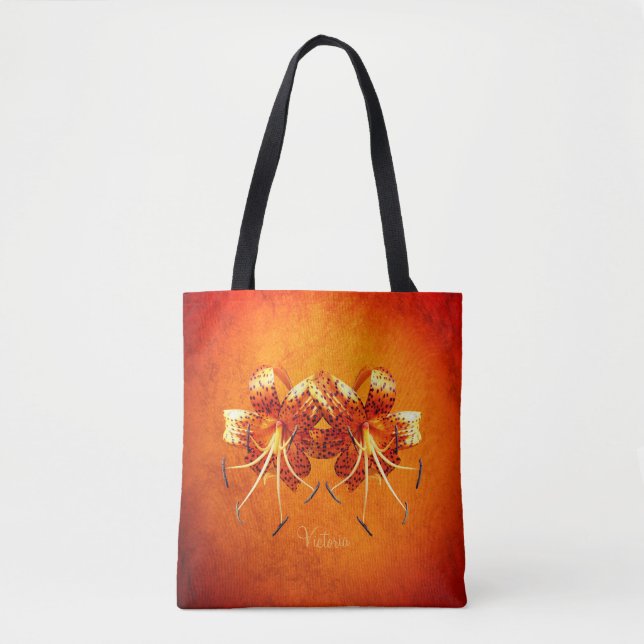 Bolso De Tela Tote Tigre Doble Lilies (Anverso)