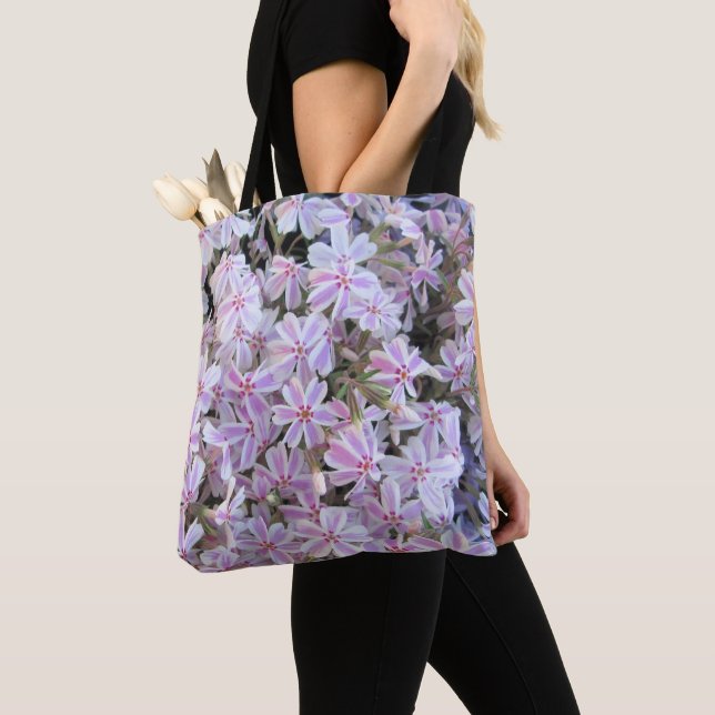 Bolso De Tela Tote todo sobre - Phlox a rayas de caramelo (Detalle)