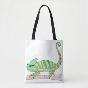 Bolso De Tela Tote Todo Terreno - Camaleón Verde (blanco)