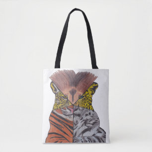 Bolso De Tela Tote Todo Terreno - Grandes Felinos (blanco)