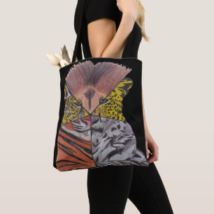 Bolso De Tela Tote Todo Terreno - Grandes Felinos (negro)