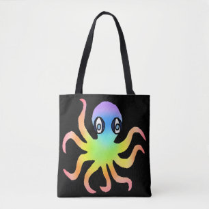 Bolso De Tela Tote Todo Terreno - Pulpo Arcoíris (negro)