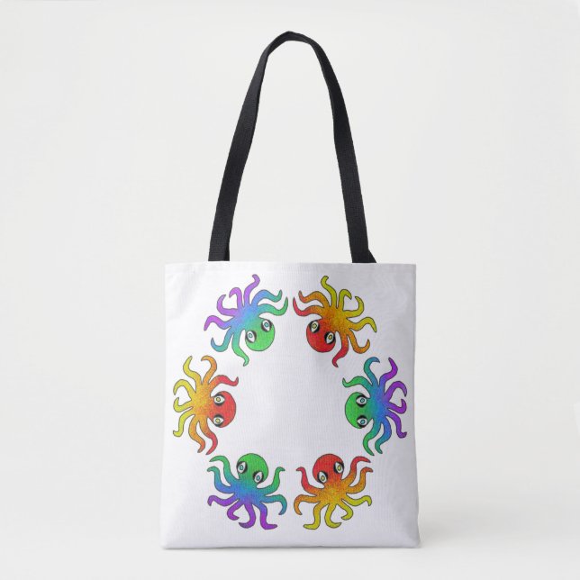 Bolso De Tela Tote Todo Terreno - Pulpo Gradiente (blanco) (Anverso)