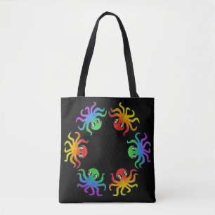 Bolso De Tela Tote Todo Terreno - Pulpo Gradiente (negro)